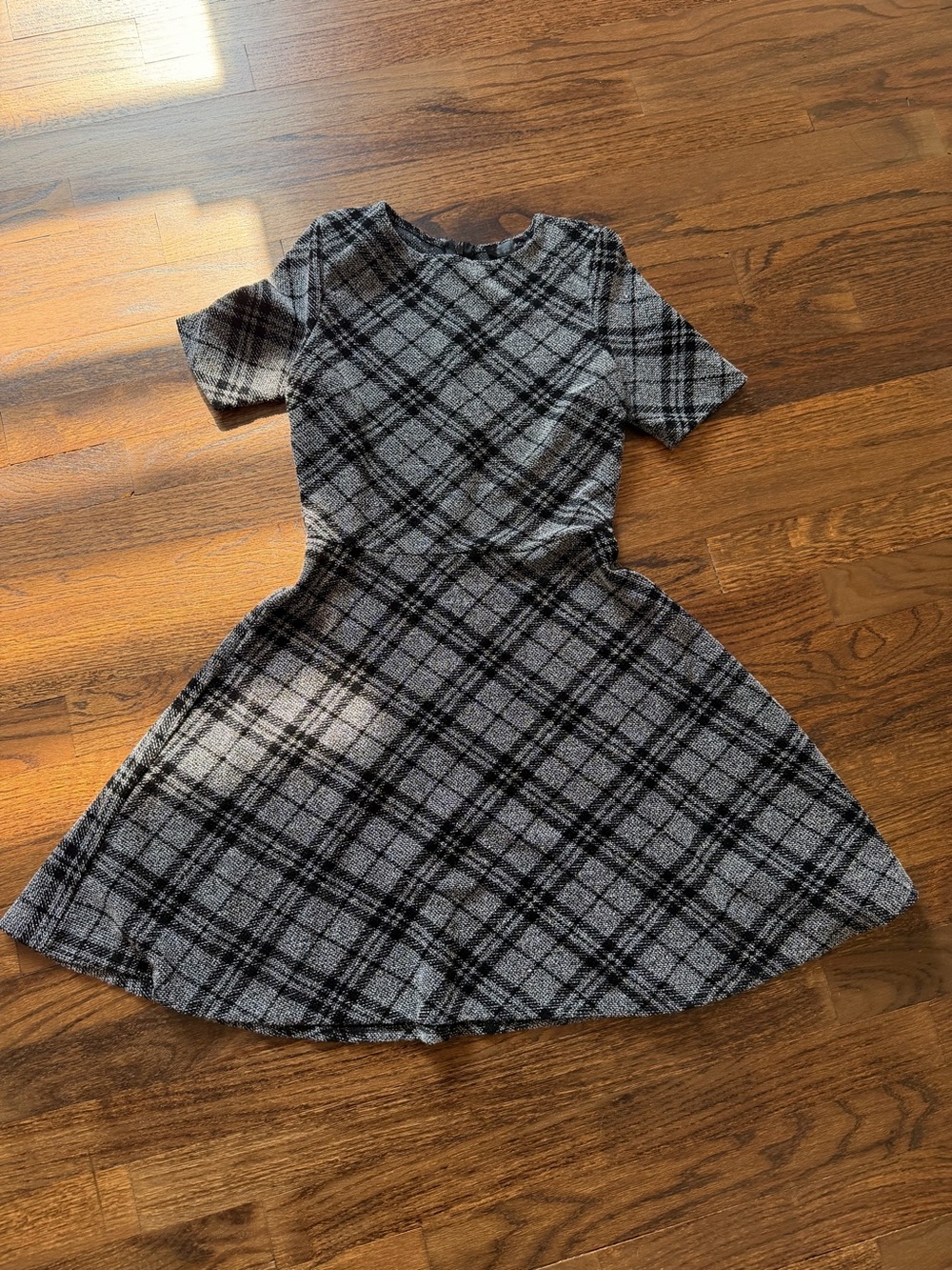 Aqua Plaid Grey & Black Dress, Size XS